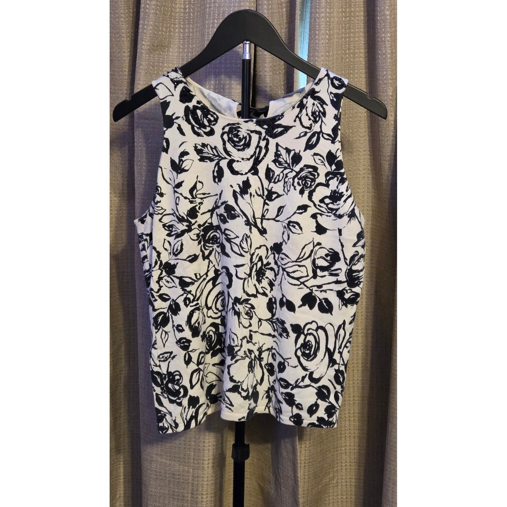 Ann‎ Taylor Floral Print Sleeveless Blouse Women's Size Large Back Neck Tie